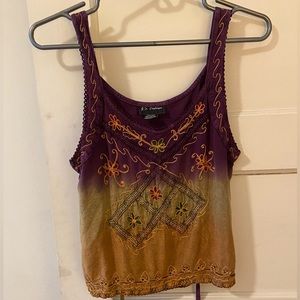 Gorgeous cactus silk embroidered tank (easy resew on hem needed)